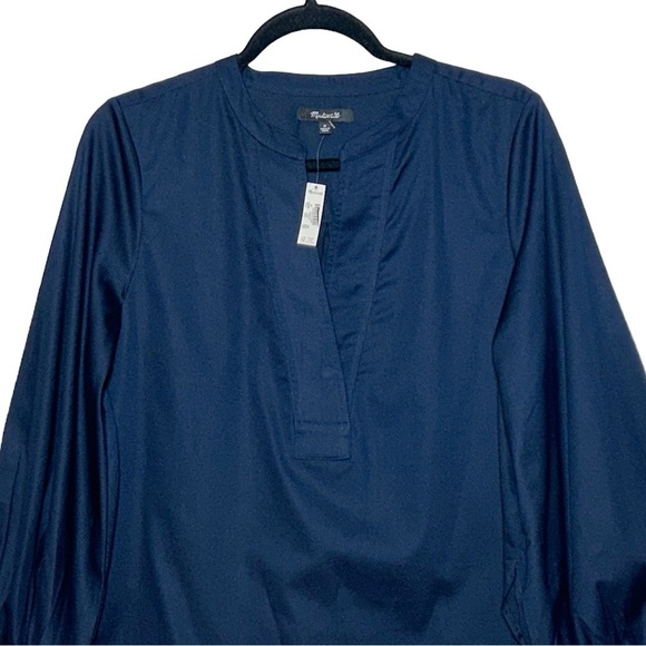 NWT Madewell V-Neck Long-Sleeve Cotton Top in Deep Indigo, Size Medium - Picture 8 of 14